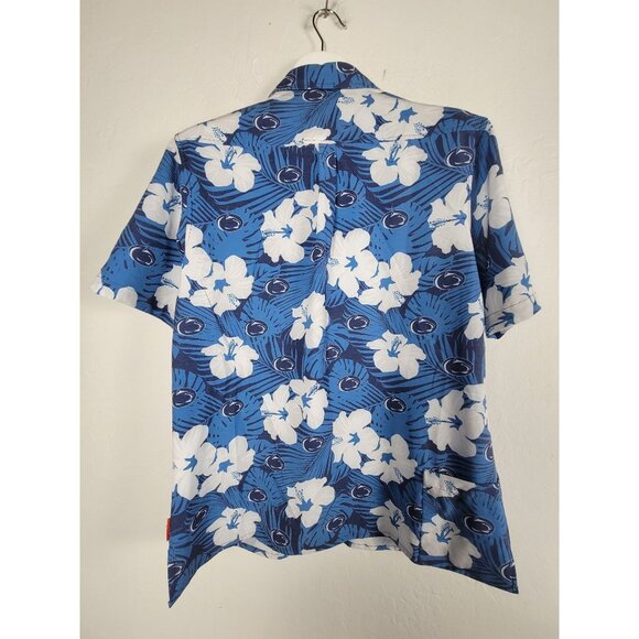 Shinesty Mens Woven Hawaiian Shirt Large Blue Tropical Floral Button-Up New $65 - Picture 2 of 8